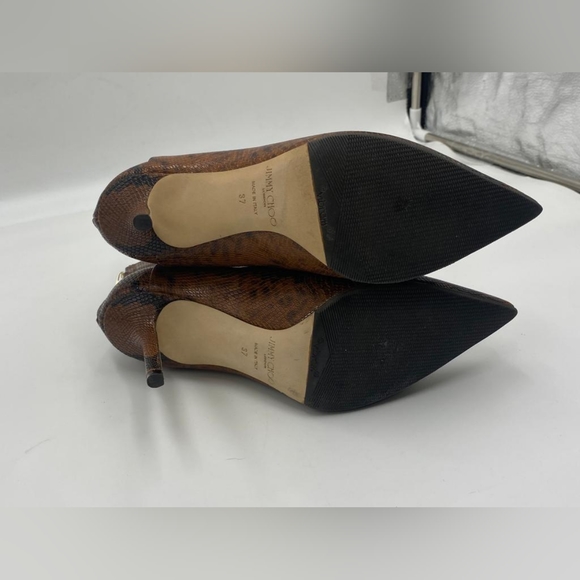 Jimmy Choo Beyla 85 Cuoio Brown Snake Embossed Booties Boots - Picture 6 of 6